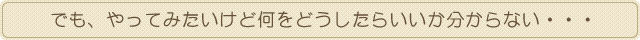 でも、やってみたいけど何をどうしたらいいか分からない・・・・